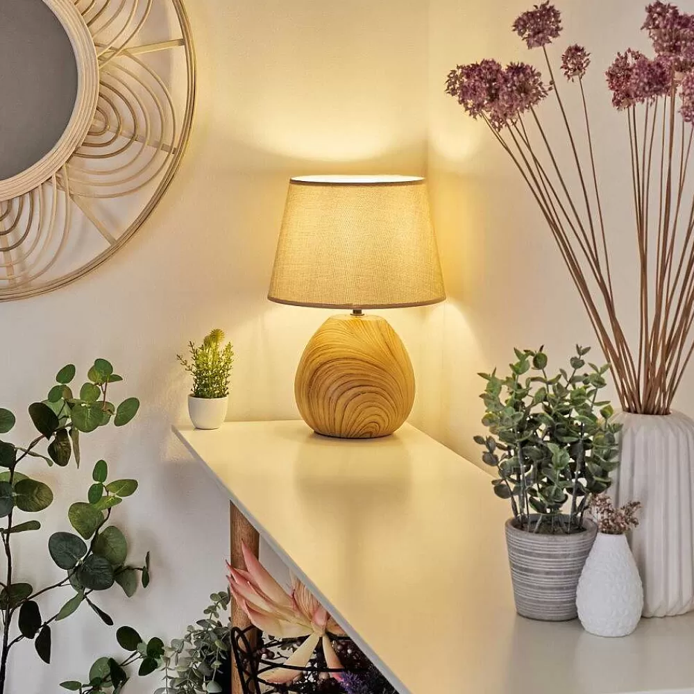 hofstein Lampe De Table Stampa Brun, Couleur Bois, 1 Lumiere