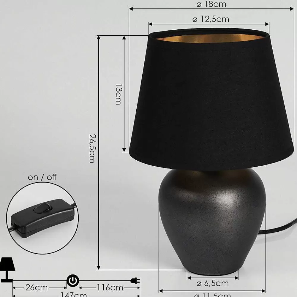 hofstein Lampe De Table Tapona Brun Fonce, Nickel Mat, 1 Lumiere