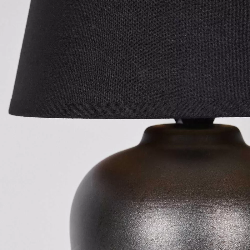 hofstein Lampe De Table Tapona Brun Fonce, Nickel Mat, 1 Lumiere