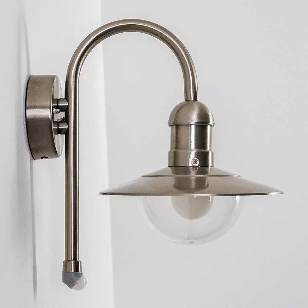 hofstein Lampe Murale D'Exterieur Elima Acier Inoxydable, 1 Lumiere, Detecteur De Mouvement