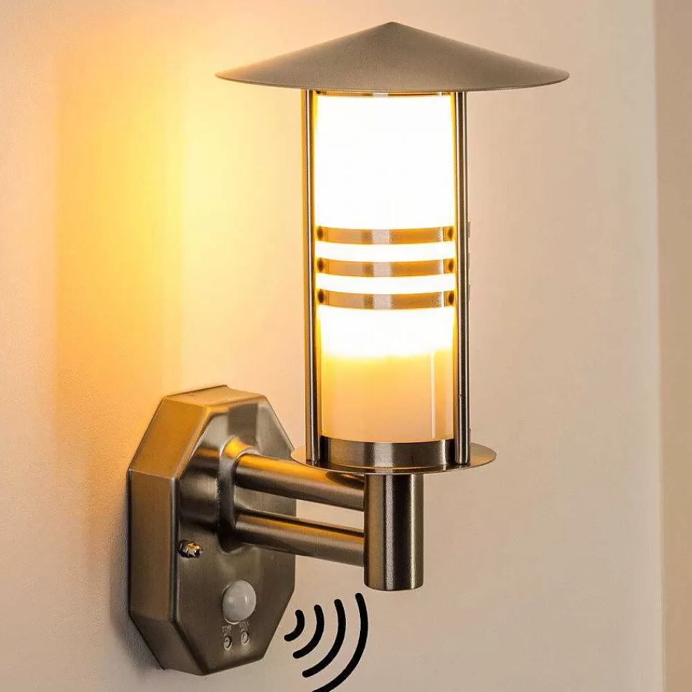 hofstein Lampe Murale D'Exterieur Forli Acier Inoxydable, 1 Lumiere, Detecteur De Mouvement