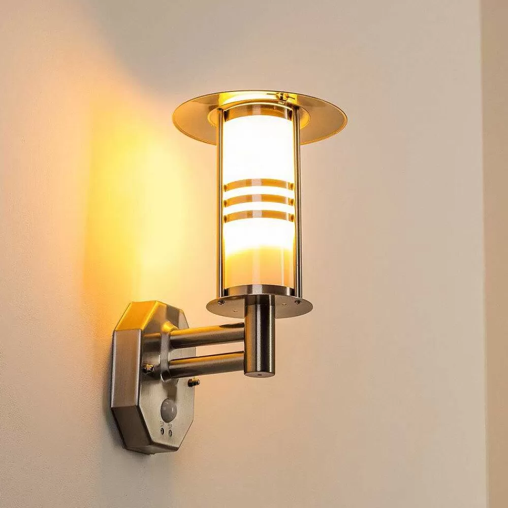 hofstein Lampe Murale D'Exterieur Forli Acier Inoxydable, 1 Lumiere, Detecteur De Mouvement