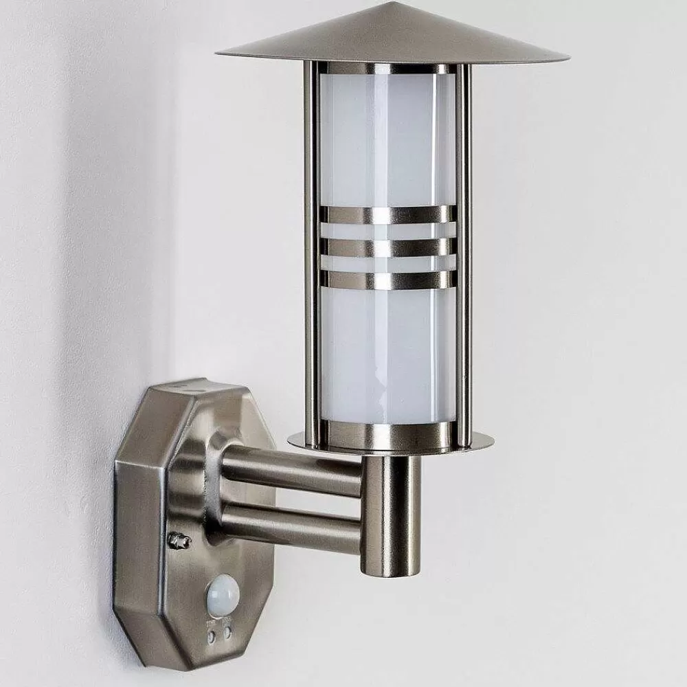 hofstein Lampe Murale D'Exterieur Forli Acier Inoxydable, 1 Lumiere, Detecteur De Mouvement