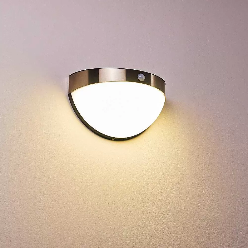 hofstein Lampe Solaire Basra Led Chrome, 1 Lumiere, Detecteur De Mouvement