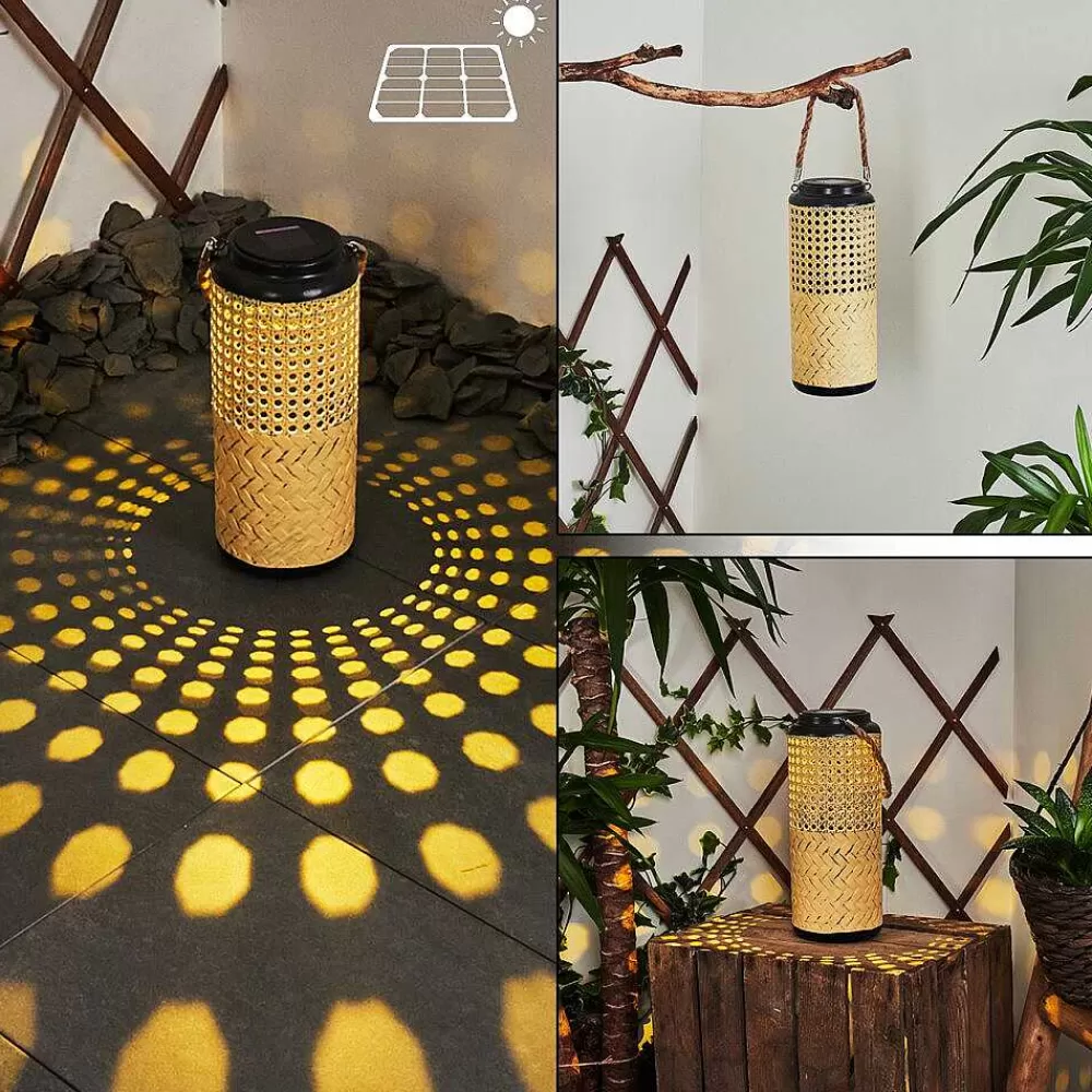 hofstein Lampe Solaire Sessivi Led Brun, Bois Clair, Noir, 1 Lumiere