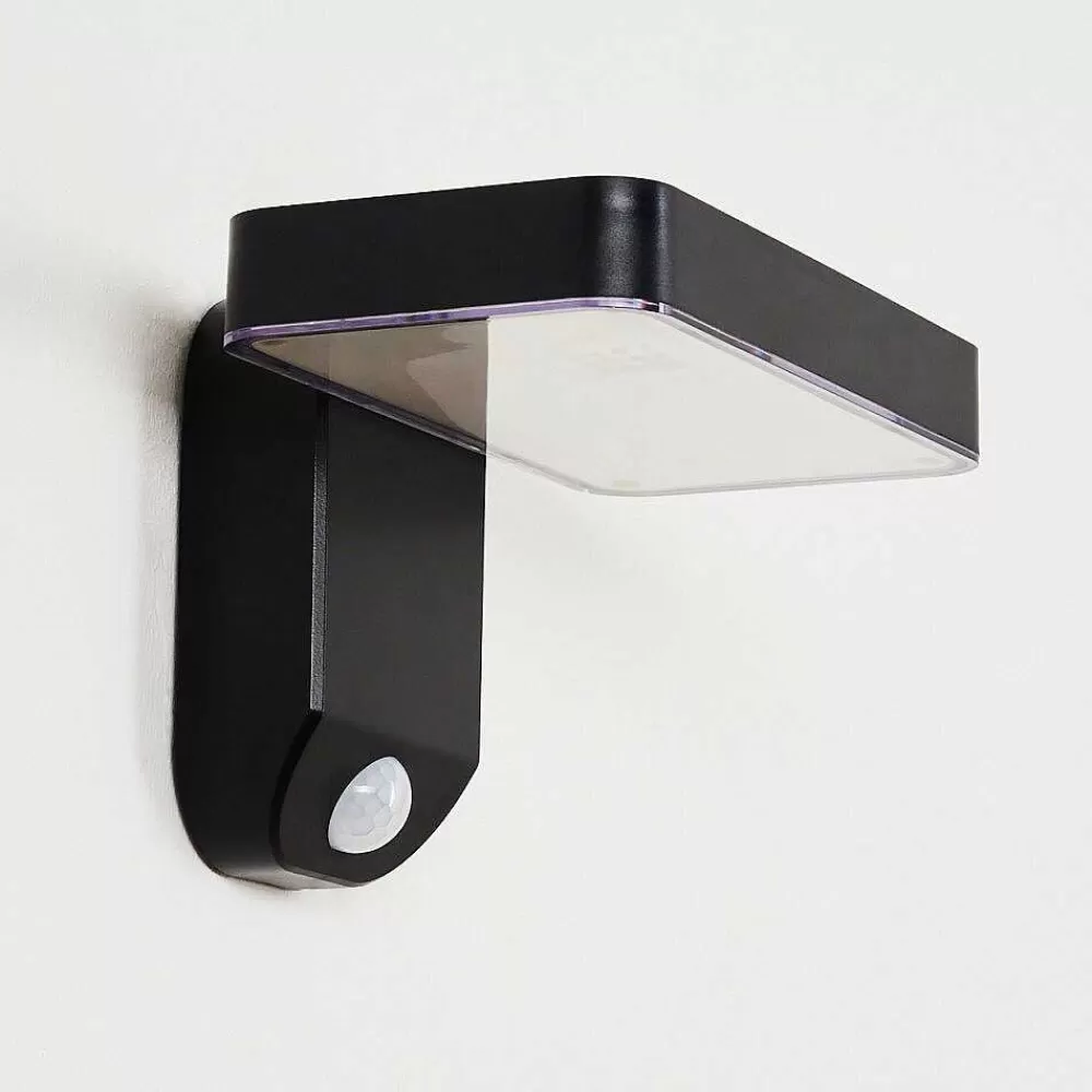 hofstein Lampe Solaires Bondarp Led Noir, 1 Lumiere, Detecteur De Mouvement