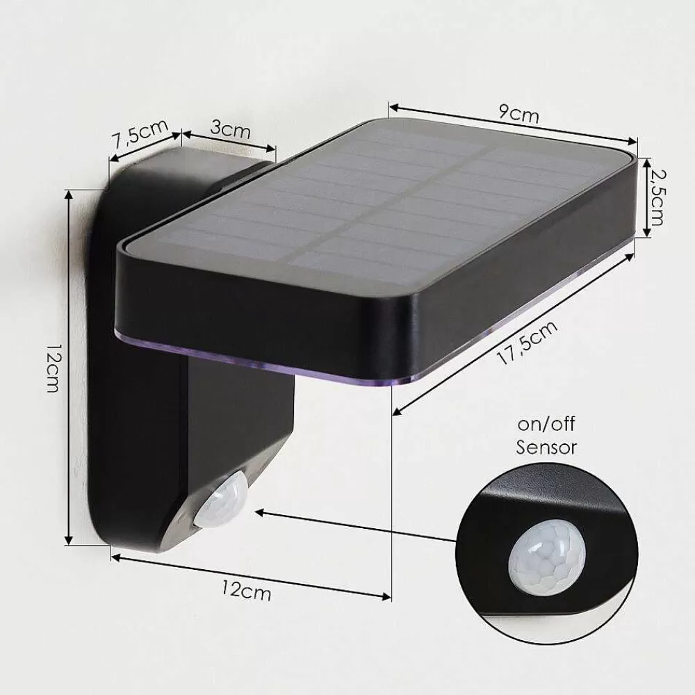 hofstein Lampe Solaires Bondarp Led Noir, 1 Lumiere, Detecteur De Mouvement