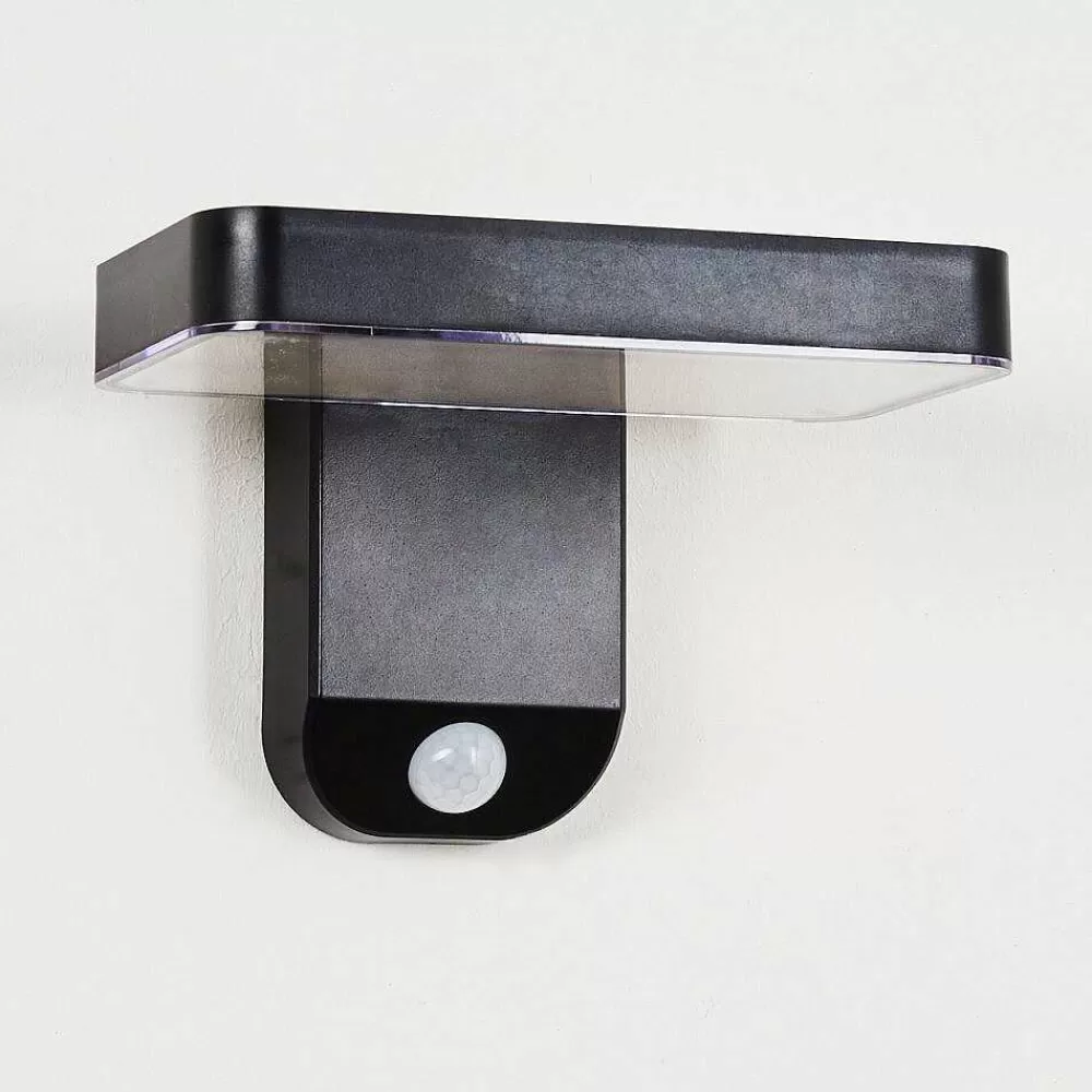 hofstein Lampe Solaires Bondarp Led Noir, 1 Lumiere, Detecteur De Mouvement