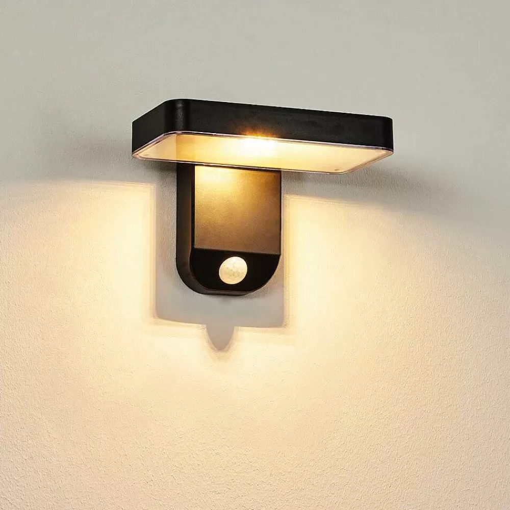 hofstein Lampe Solaires Bondarp Led Noir, 1 Lumiere, Detecteur De Mouvement