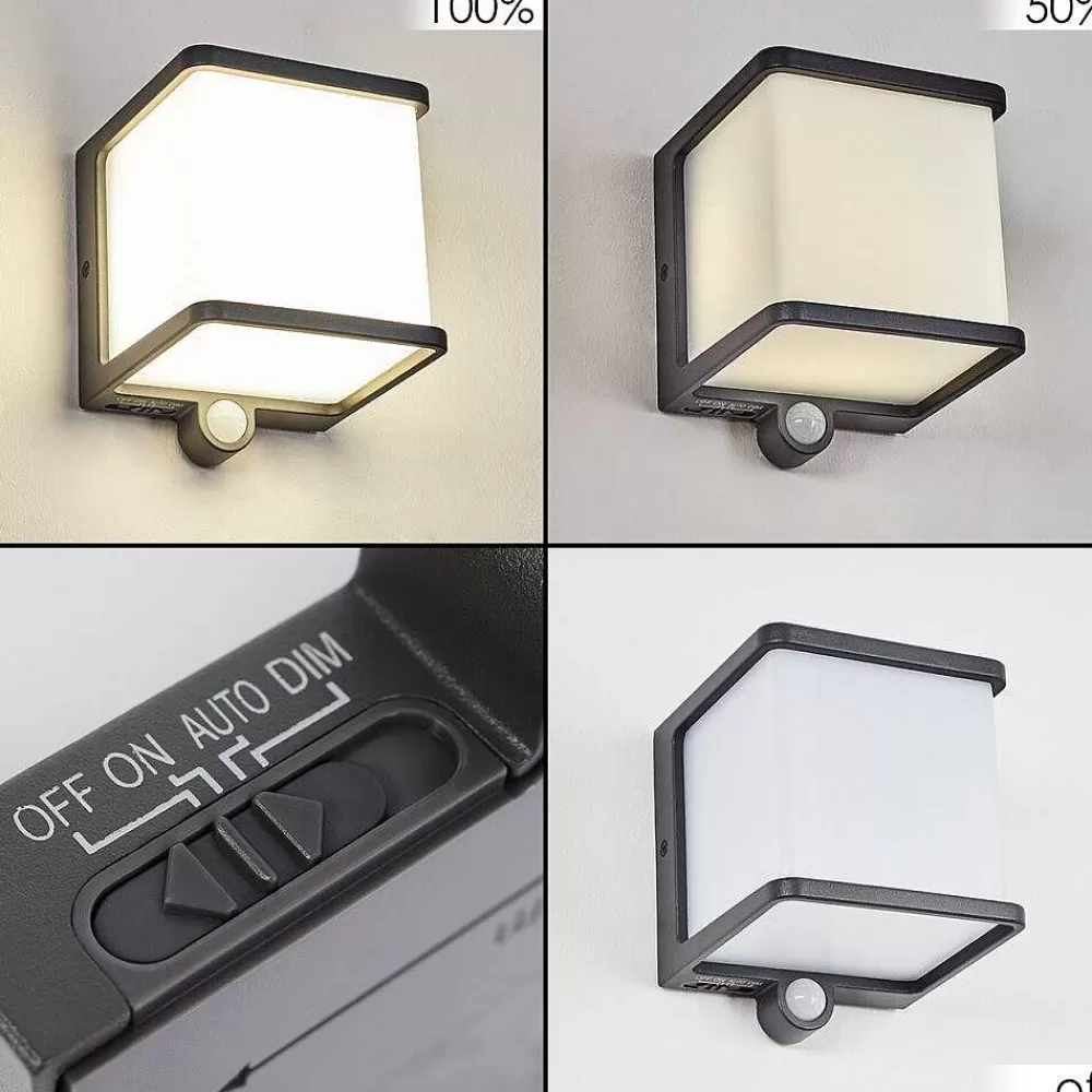 hofstein Lampe Solaires Burseryd Led Anthracite, 1 Lumiere, Detecteur De Mouvement