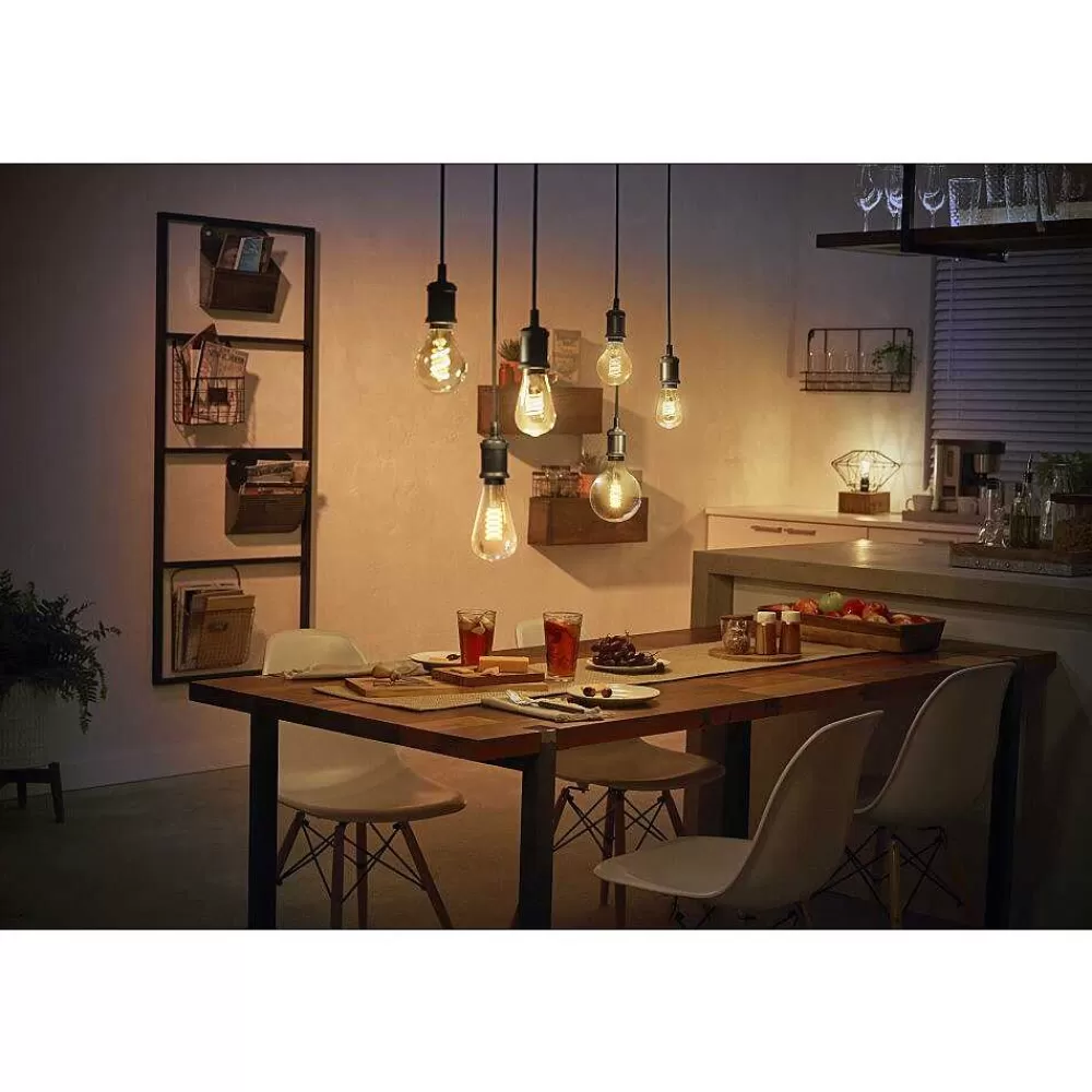 Luminaires Philips Led White Filament Globe E27 7 Watt 2100 Kelvin 600 Lumen Philips Hue