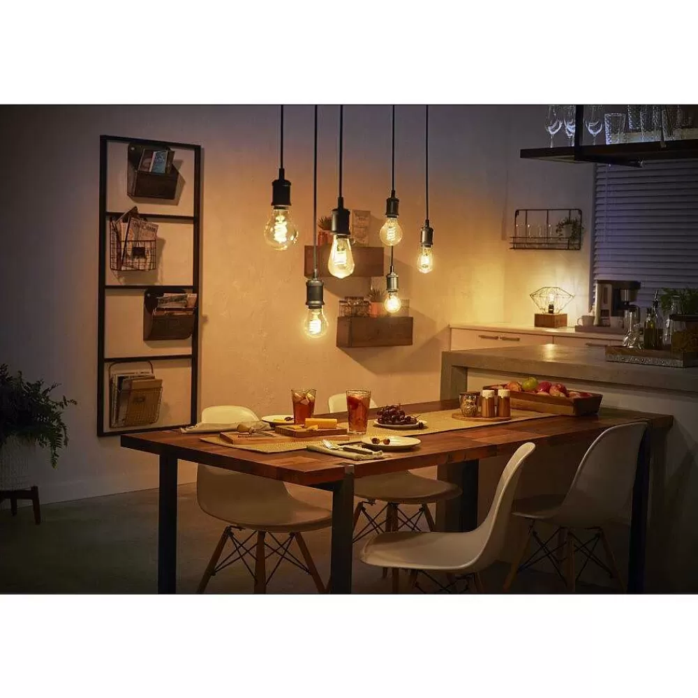 Luminaires Philips Led White Filament St64 E27 7 Watt 2100 Kelvin 600 Lumen Philips Hue