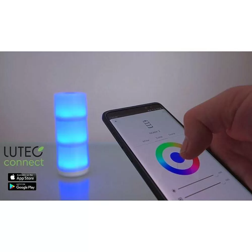 Luminaires Lutec Lot De 2 Lampes Solaires Lutec Noma Led Blanc, 2 Lumieres, Changeur De Couleurs