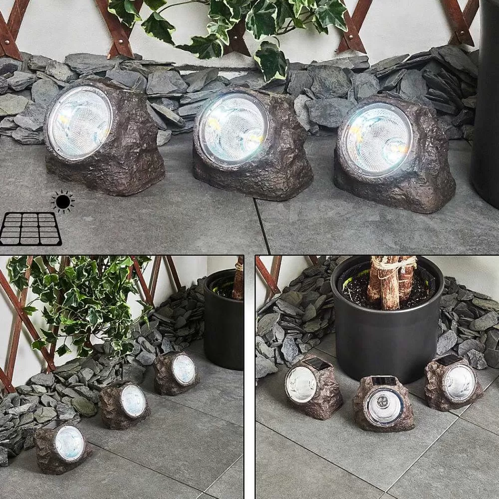 hofstein Lot De 3 Lampes Solaires Sameo Led Brun, 4 Lumieres