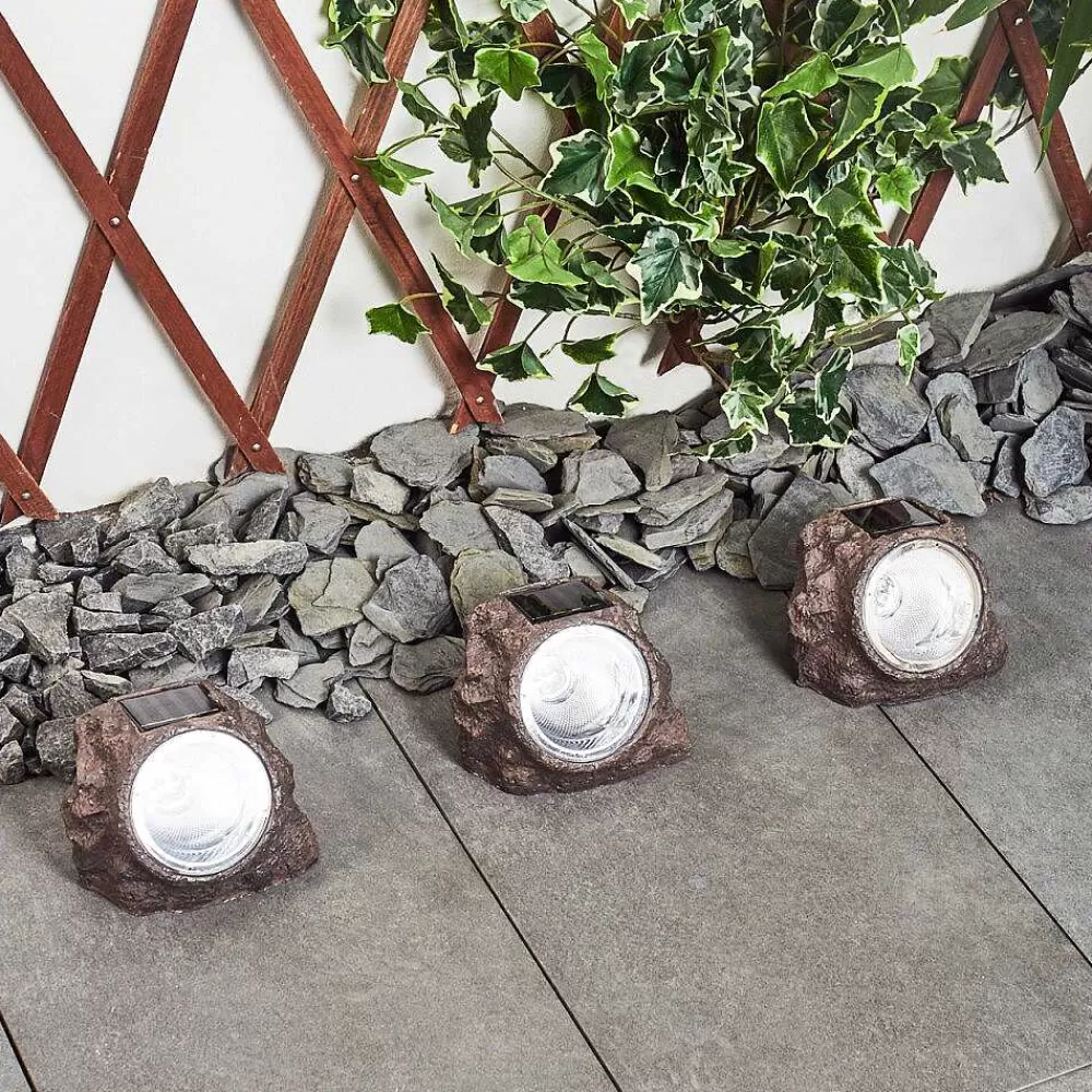 hofstein Lot De 3 Lampes Solaires Sameo Led Brun, 4 Lumieres