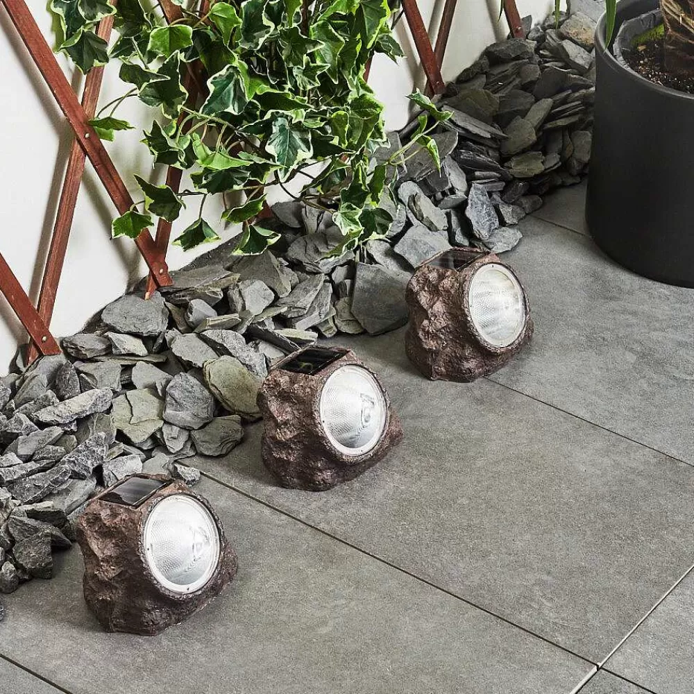 hofstein Lot De 3 Lampes Solaires Sameo Led Brun, 4 Lumieres