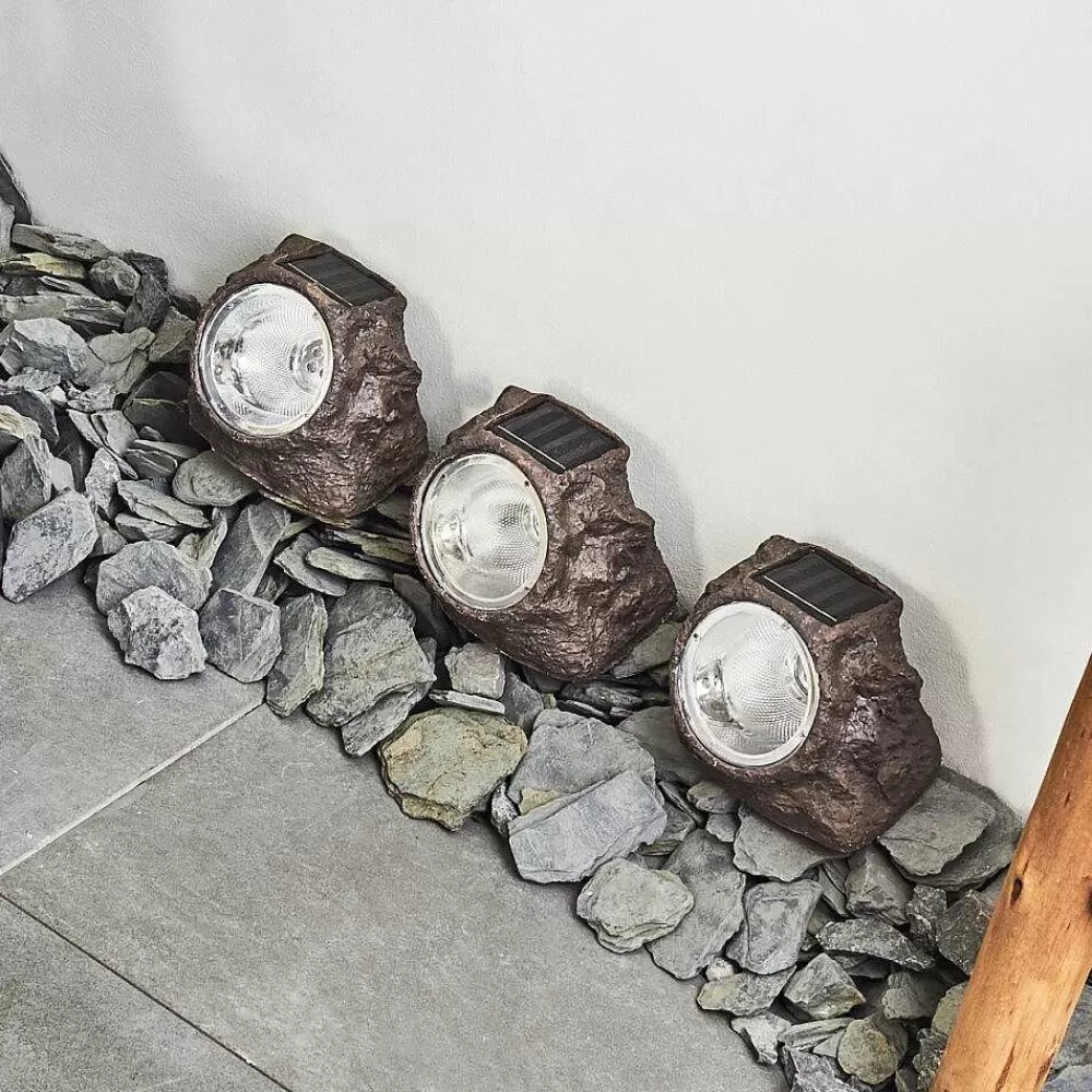 hofstein Lot De 3 Lampes Solaires Sameo Led Brun, 4 Lumieres