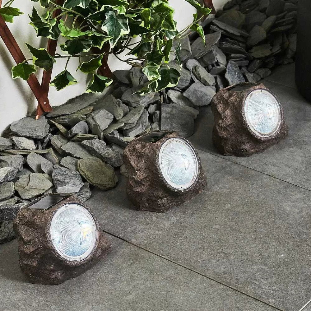 hofstein Lot De 3 Lampes Solaires Sameo Led Brun, 4 Lumieres