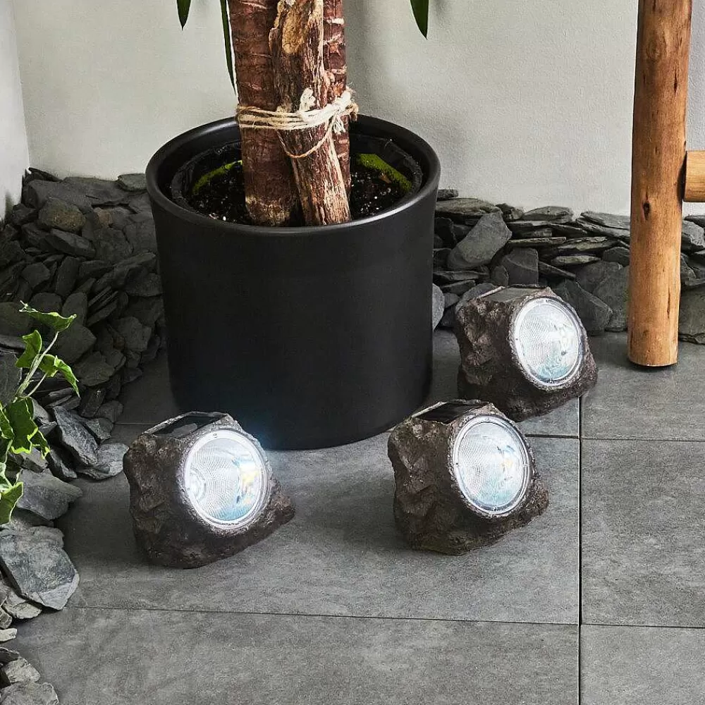 hofstein Lot De 3 Lampes Solaires Sameo Led Brun, 4 Lumieres
