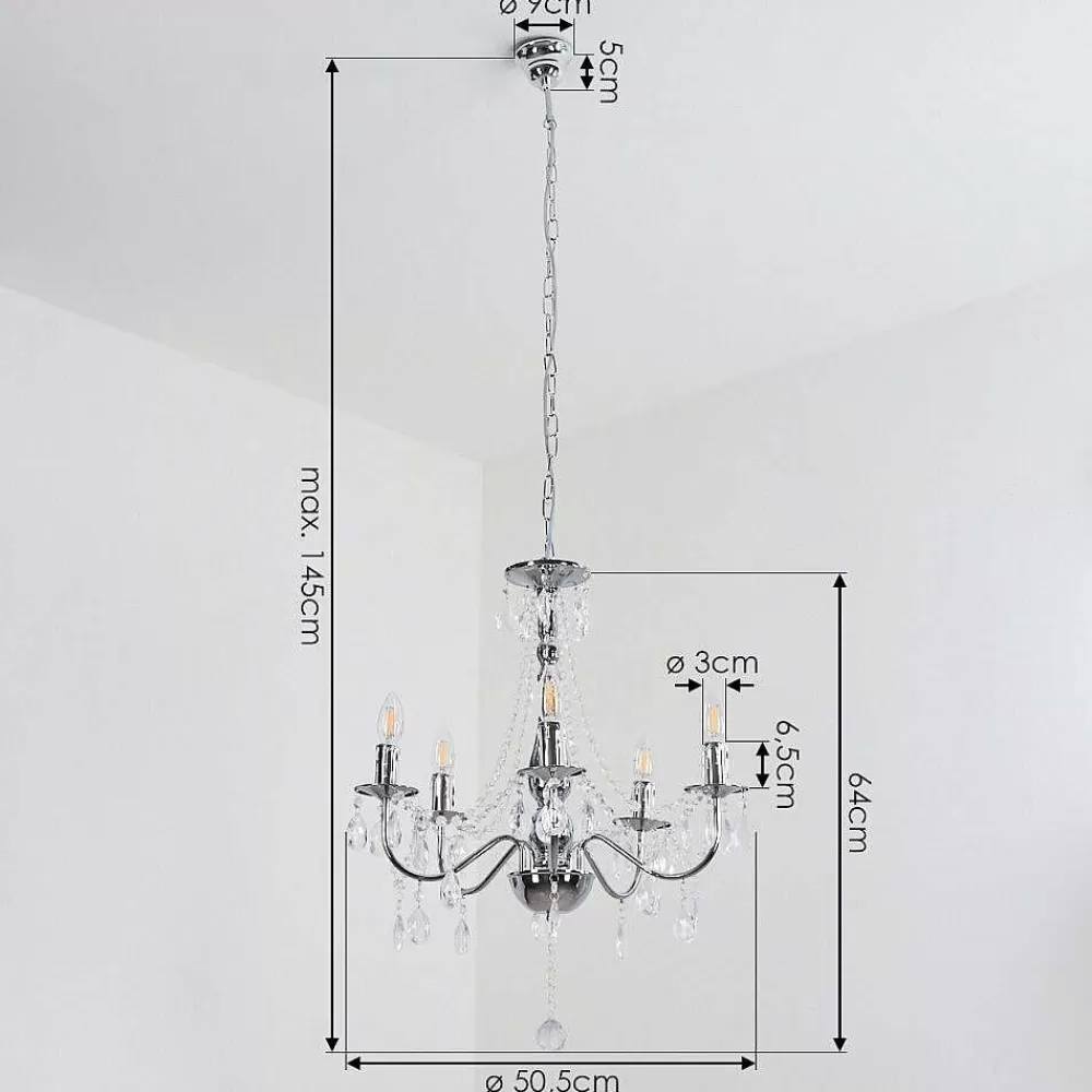 hofstein Lustre Cheop Chrome, Transparent, 5 Lumieres