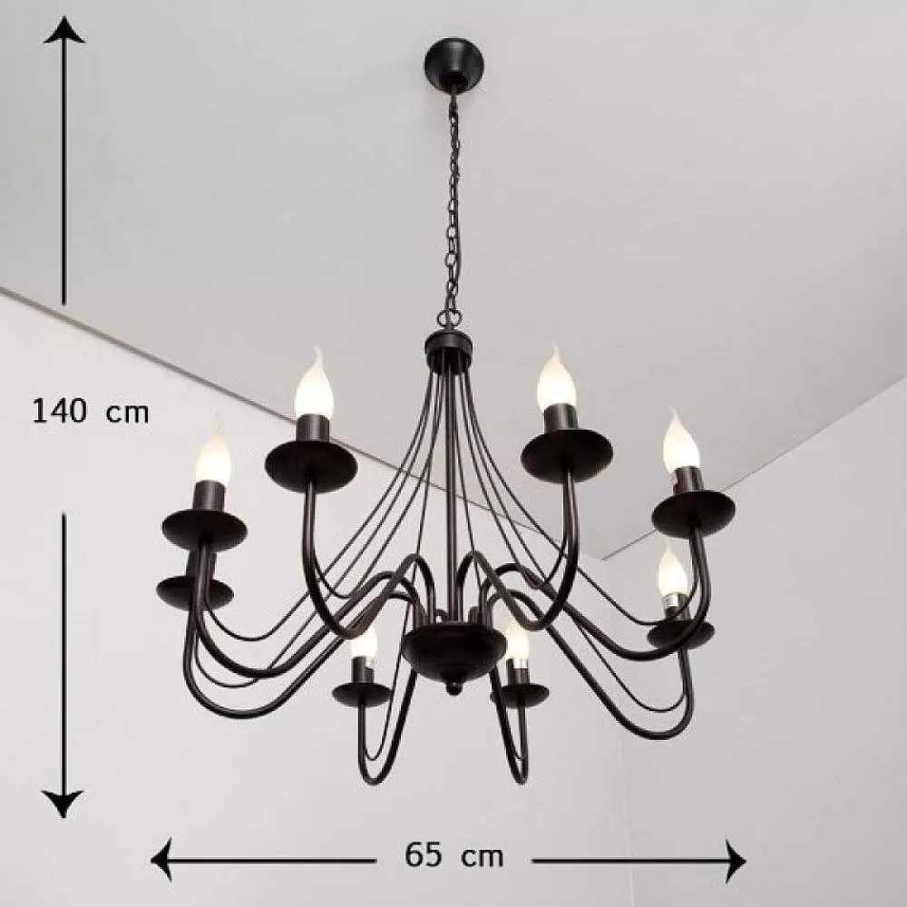 Luminaires Lucide Lustre Lucide Corona Rouille, Noir, 8 Lumieres
