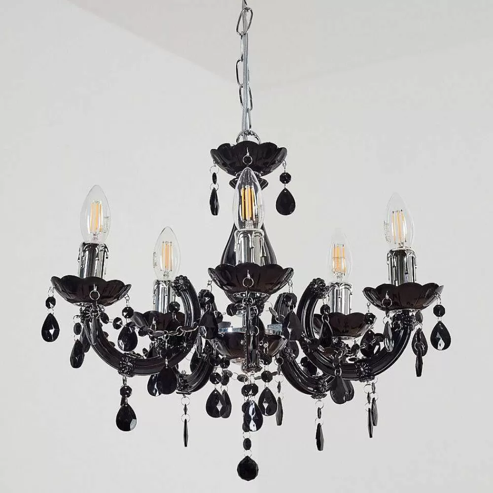 hofstein Lustre Malmback Chrome, Noir, 5 Lumieres