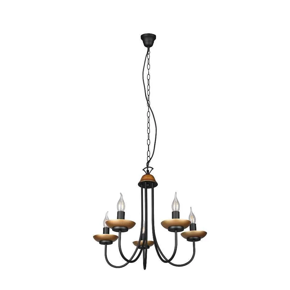 Luminaires Trio Lustre Trio Livia Noir, 5 Lumieres