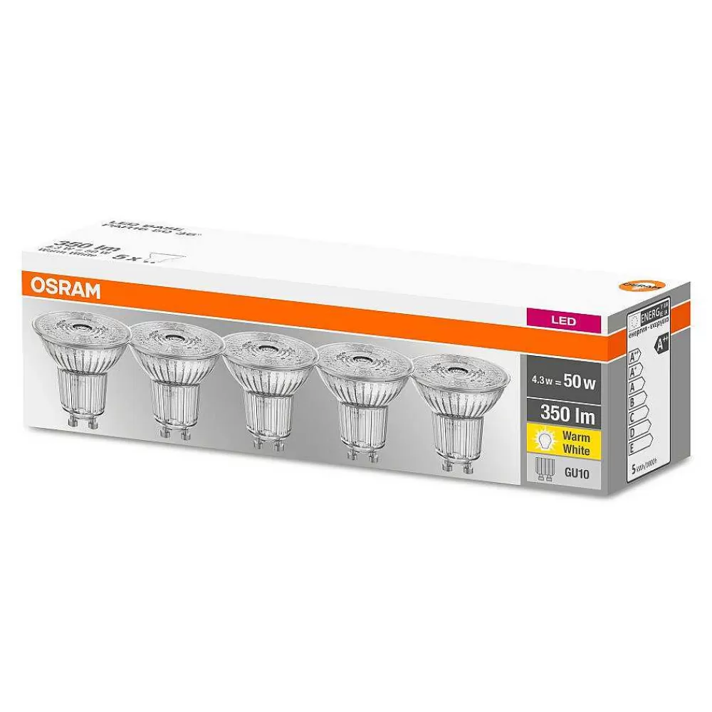 Luminaires Ledvance Osram 5X Set Led Gu10 4,3 Watt 2700 Kelvin 350 Lumen