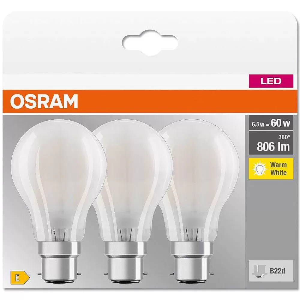 Luminaires Osram Osram Classic A Set De 3 Led B22D 6,5 Watt 2700 Kelvin 806 Lumen