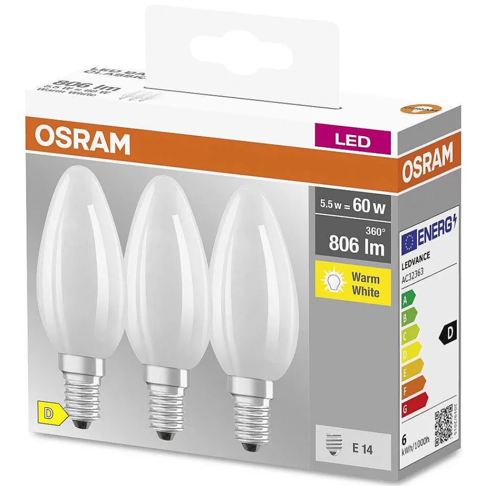 Luminaires Osram Osram Classic B Lot De 3 Led E14 5,5 Watt 2700 Kelvin 806 Lumen