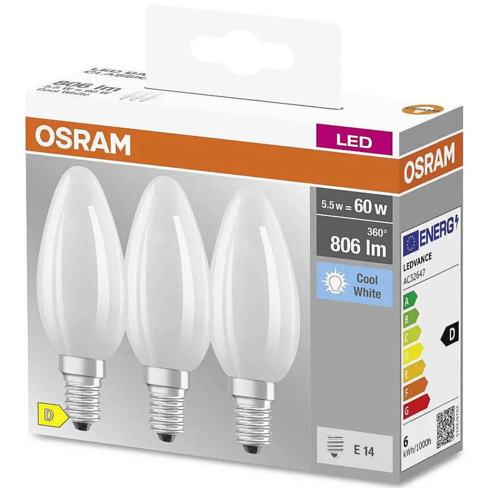 Luminaires Osram Osram Classic B Lot De 3 Led E14 5,5 Watt 4000 Kelvin 806 Lumen