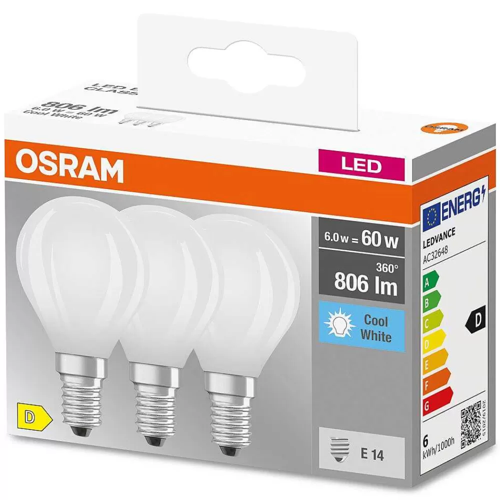 Luminaires Osram Osram Classic P Lot De 3 Led E14 5,5 Watt 4000 Kelvin 806 Lumen