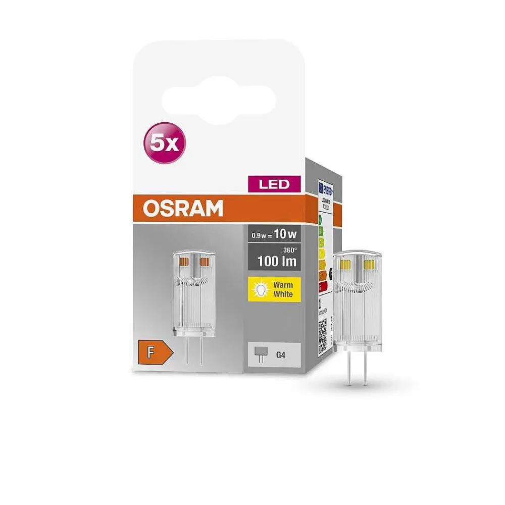 Luminaires Osram Osram Led Base Pin Lot De 5 Led G4 0,9 Watt 2700 Kelvin 100 Lumen