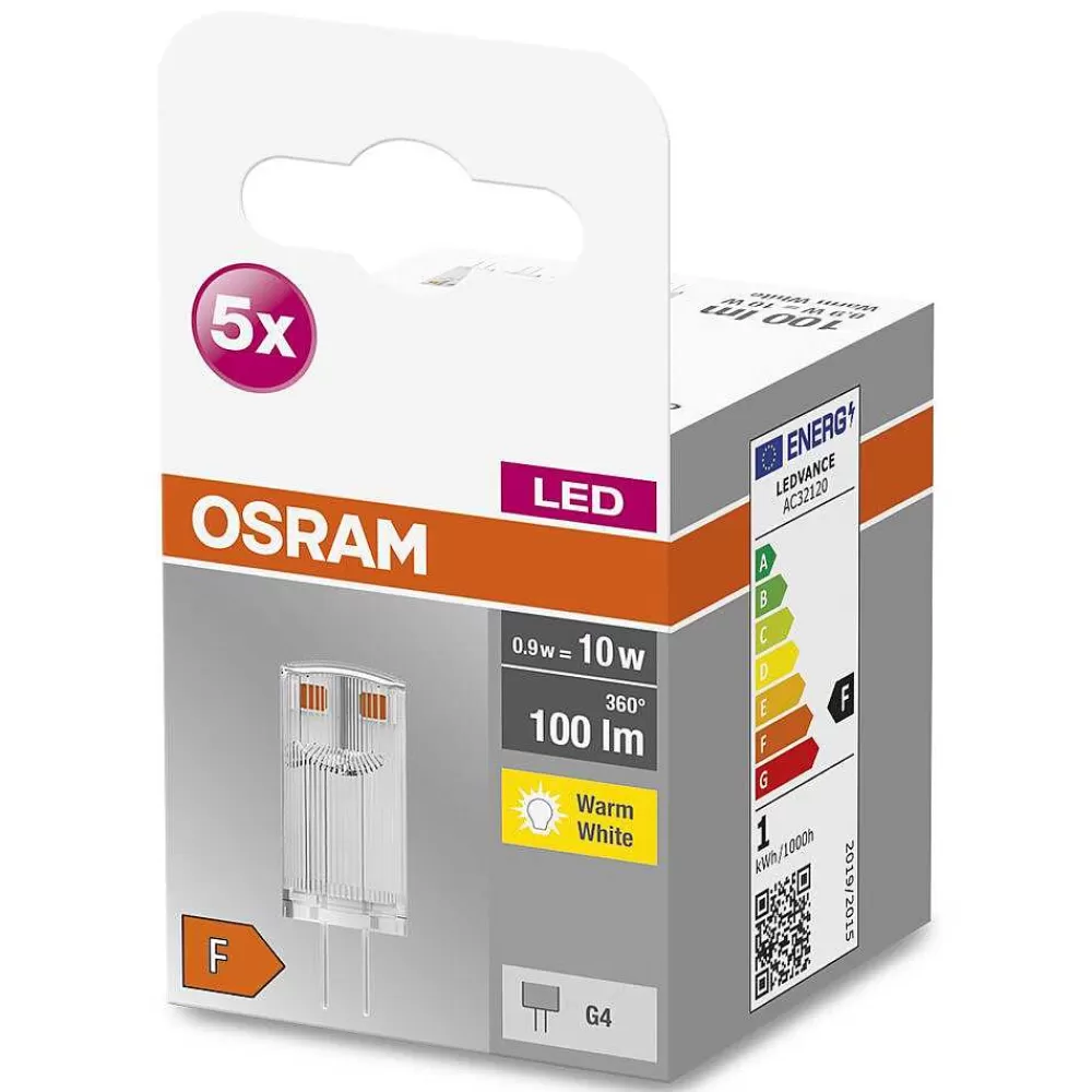 Luminaires Osram Osram Led Base Pin Lot De 5 Led G4 0,9 Watt 2700 Kelvin 100 Lumen