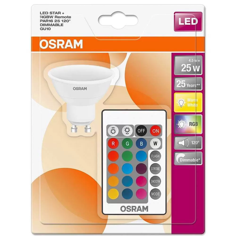 Luminaires Osram Osram Led Gu10 Rgbw 4,5 Watt 2700 Kelvin 250 Lumen