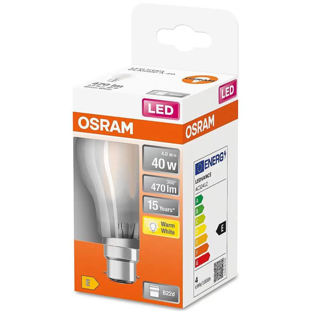 Luminaires Osram Osram Led Retrofit B22D 4 Watt 2700 Kelvin 470 Lumen
