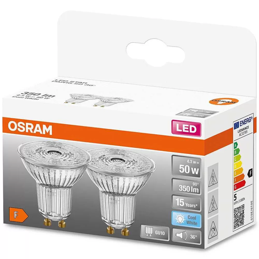 Luminaires Osram Osram Led Star Par16 Set De 2 Ampoules Gu10 4,3 Watt 4000 Kelvin 350 Lumen