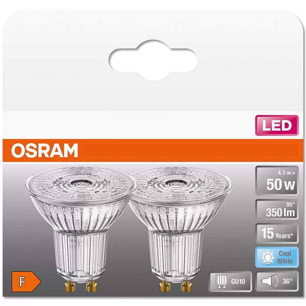 Luminaires Osram Osram Led Star Par16 Set De 2 Ampoules Gu10 4,3 Watt 4000 Kelvin 350 Lumen