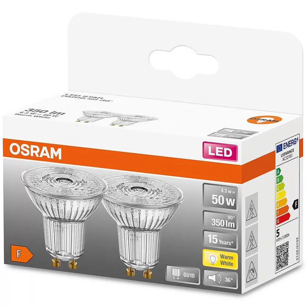 Luminaires Osram Osram Led Star Set De 2 Ampoules Gu10 4,3 Watt 2700 Kelvin 350 Lumen
