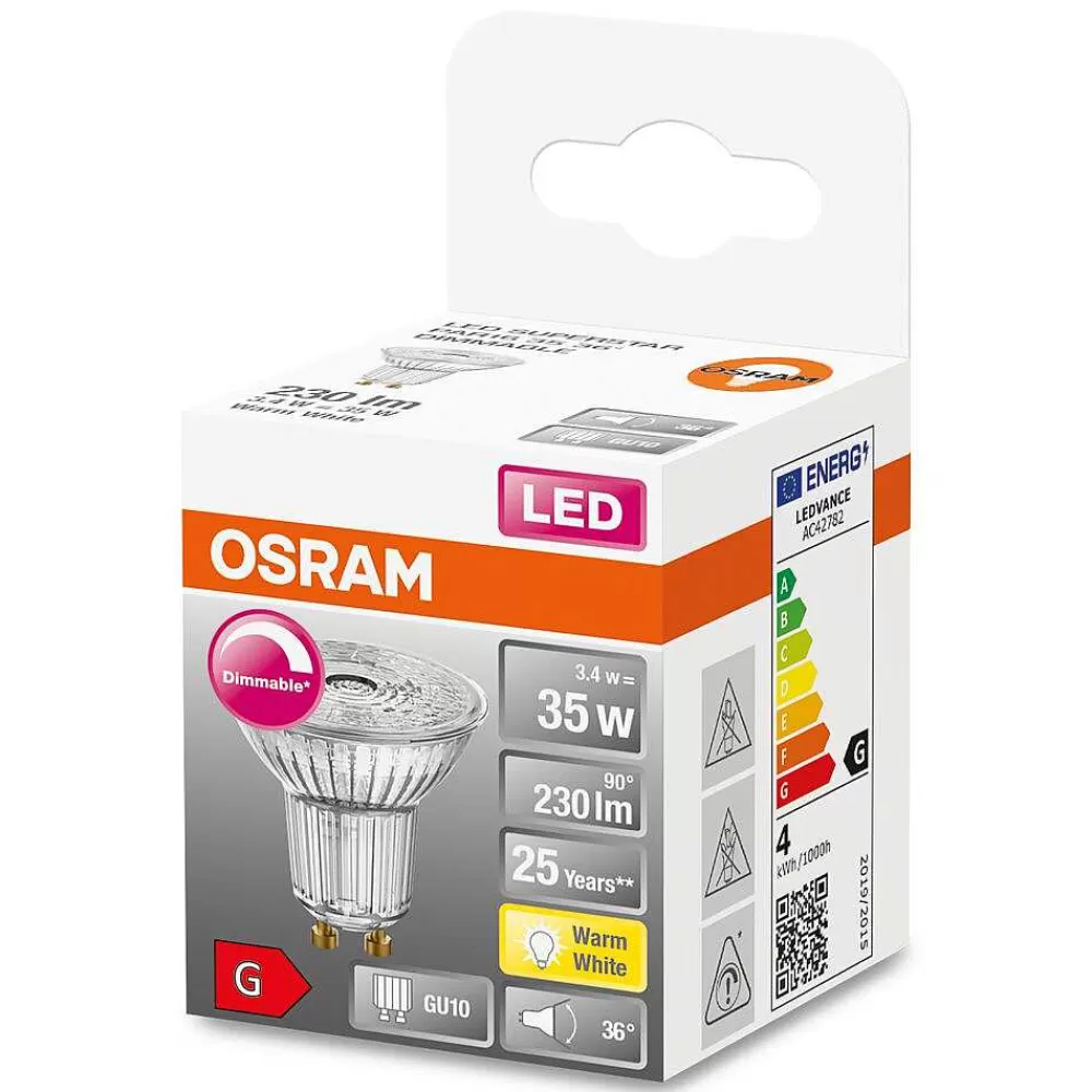 Luminaires Osram Osram Led Superstar Led Gu10 3,4 Watt 2700 Kelvin 230 Lumen