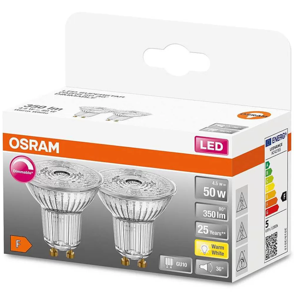 Luminaires Osram Osram Led Superstar Lot De 2 Led Gu10 4,5 Watt 2700 Kelvin 350 Lumen