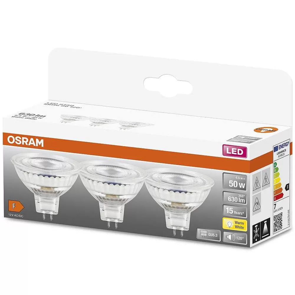Luminaires Osram Osram Lot De 3 Led Star Gu5.3 6,5 Watt 2700 Kelvin 630 Lumen