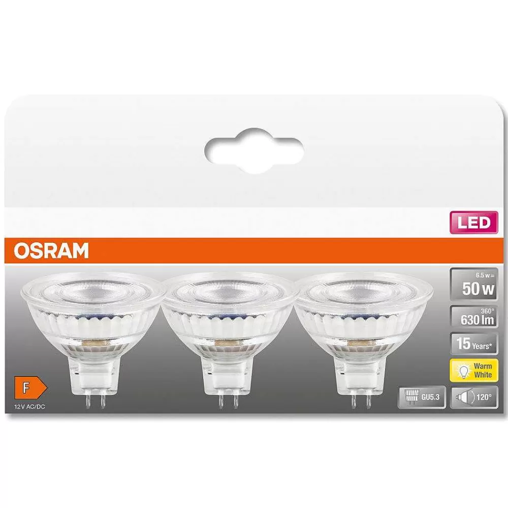Luminaires Osram Osram Lot De 3 Led Star Gu5.3 6,5 Watt 2700 Kelvin 630 Lumen