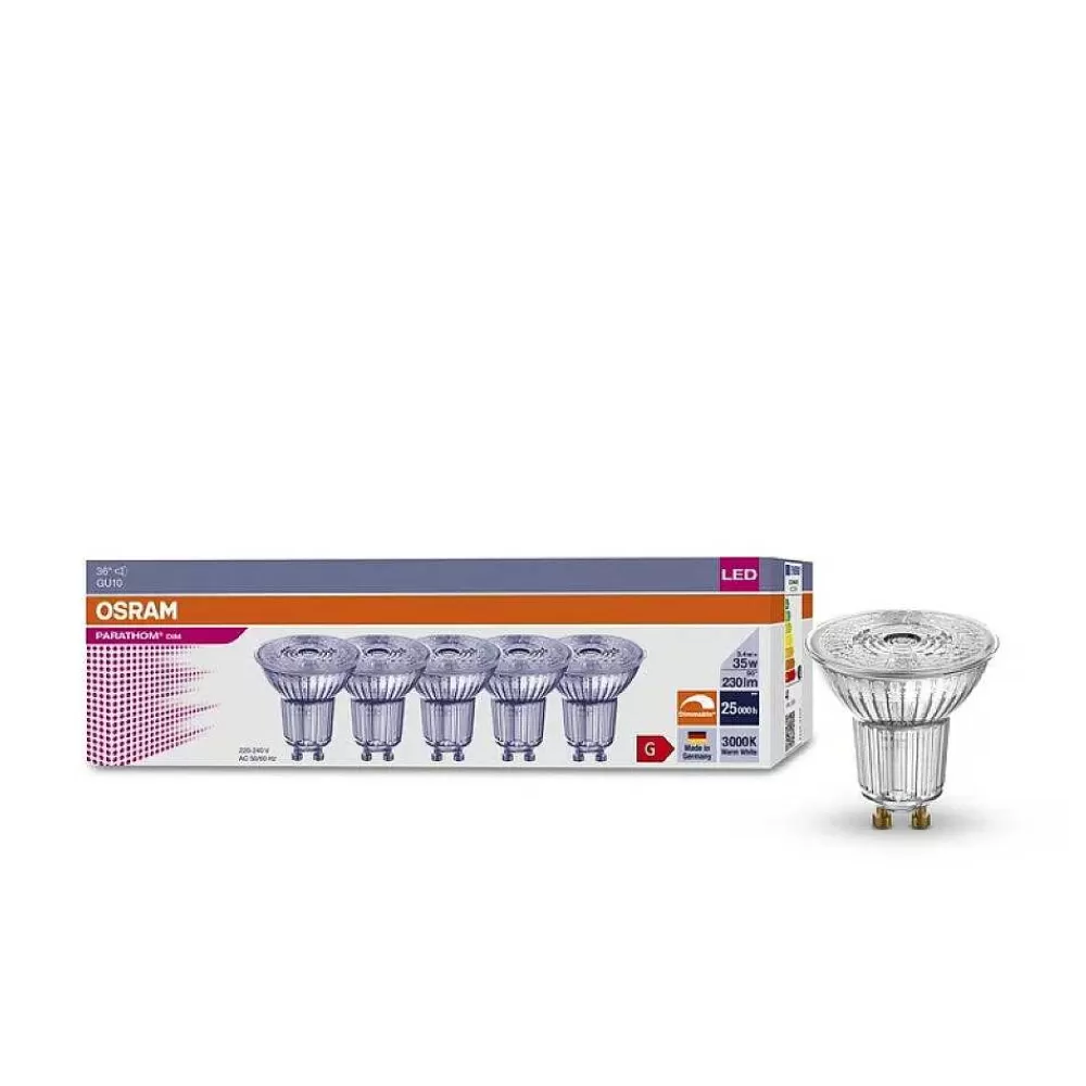 Luminaires Osram Osram Lot De 5 Led Gu10 3,4 Watts 3000 Kelvin 230 Lumens