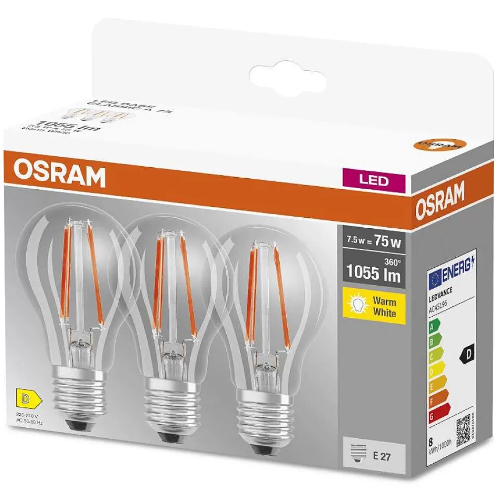 Luminaires Ledvance Osram Set De 3 Led E27 7,5 Watt 2700 Kelvin 1055 Lumen