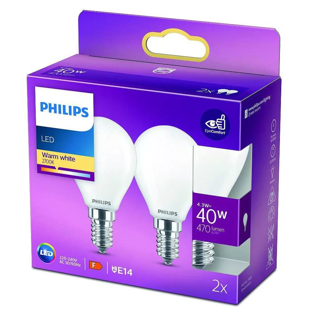 Luminaires Philips Philips 2X Led E14 4,3 Watt 2700 Kelvin 470 Lumen