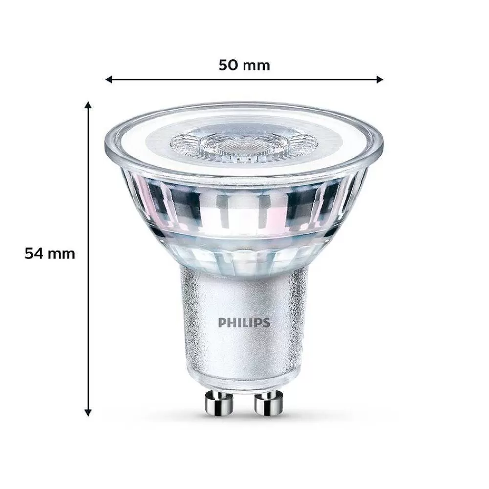 Luminaires Philips Philips Classic Lot De 3 Led Gu10 3,5 Watt 4000 Kelvin 275 Lumen