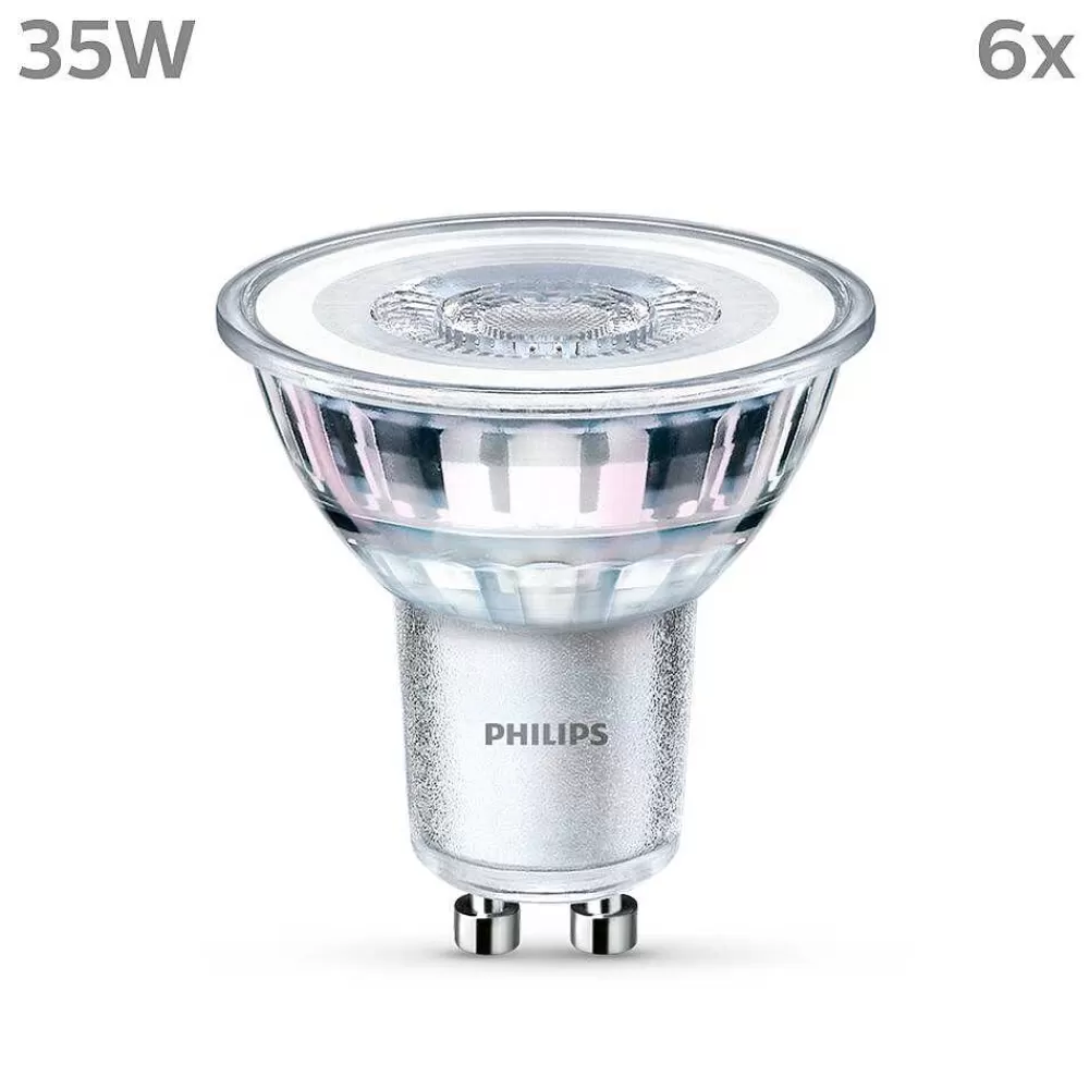 Luminaires Philips Philips Classic Lot De 6 Led Gu10 3,5 Watt 2700 Kelvin 255 Lumen