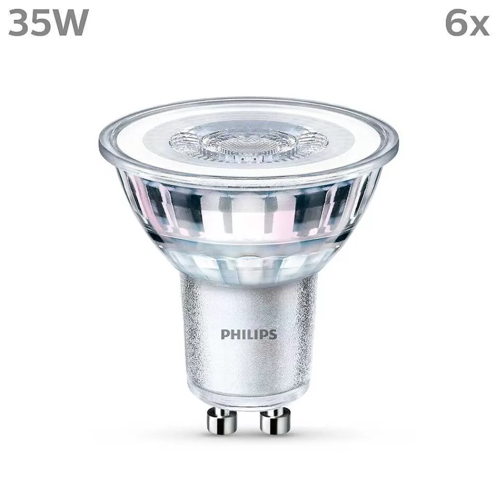Luminaires Philips Philips Classic Lot De 6 Led Gu10 3,5 Watt 4000 Kelvin 275 Lumen