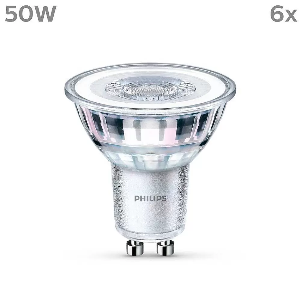 Luminaires Philips Philips Classic Lot De 6 Led Gu10 4,6 Watt 2700 Kelvin 355 Lumen